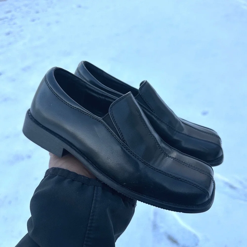 Stacy Adams Little Boys Slip On Faux Leather Loafers Size‎ 2 Black Dress Shoes
